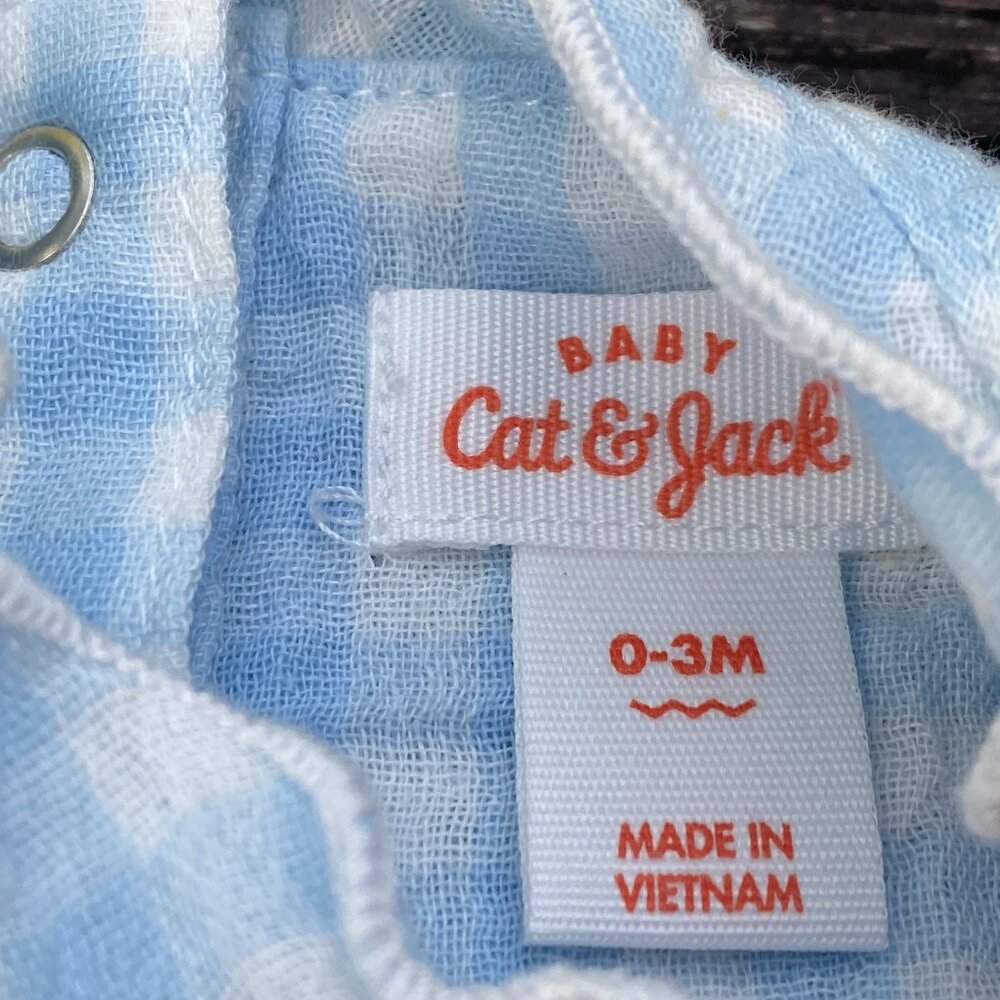 NWT Cat & Jack Baby Girls One Piece Blue/White Size 0-3M - Picture 4 of 5